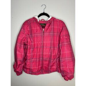 Eddie Bauer medium weight jacket full zip hooded coat pink outdoorsy